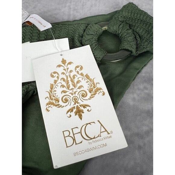 Becca Womens Size XS Line In The Sand Hipster Bikini Bottoms Ribbed Cactus Green - Picture 2 of 7